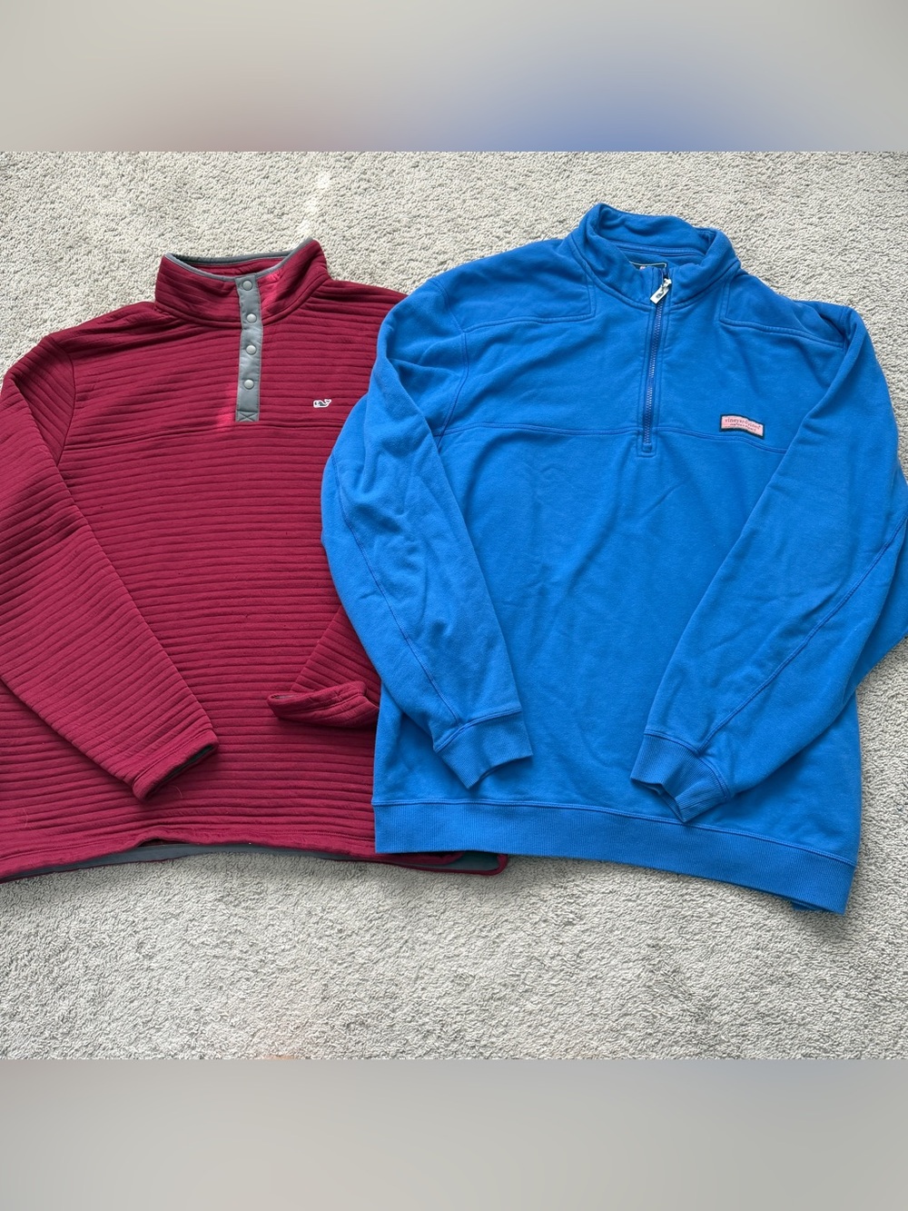 Vineyard Vines Men XXL Pullover Lot (2) Quilted Snap & 1/4 Zip Blue Maroon